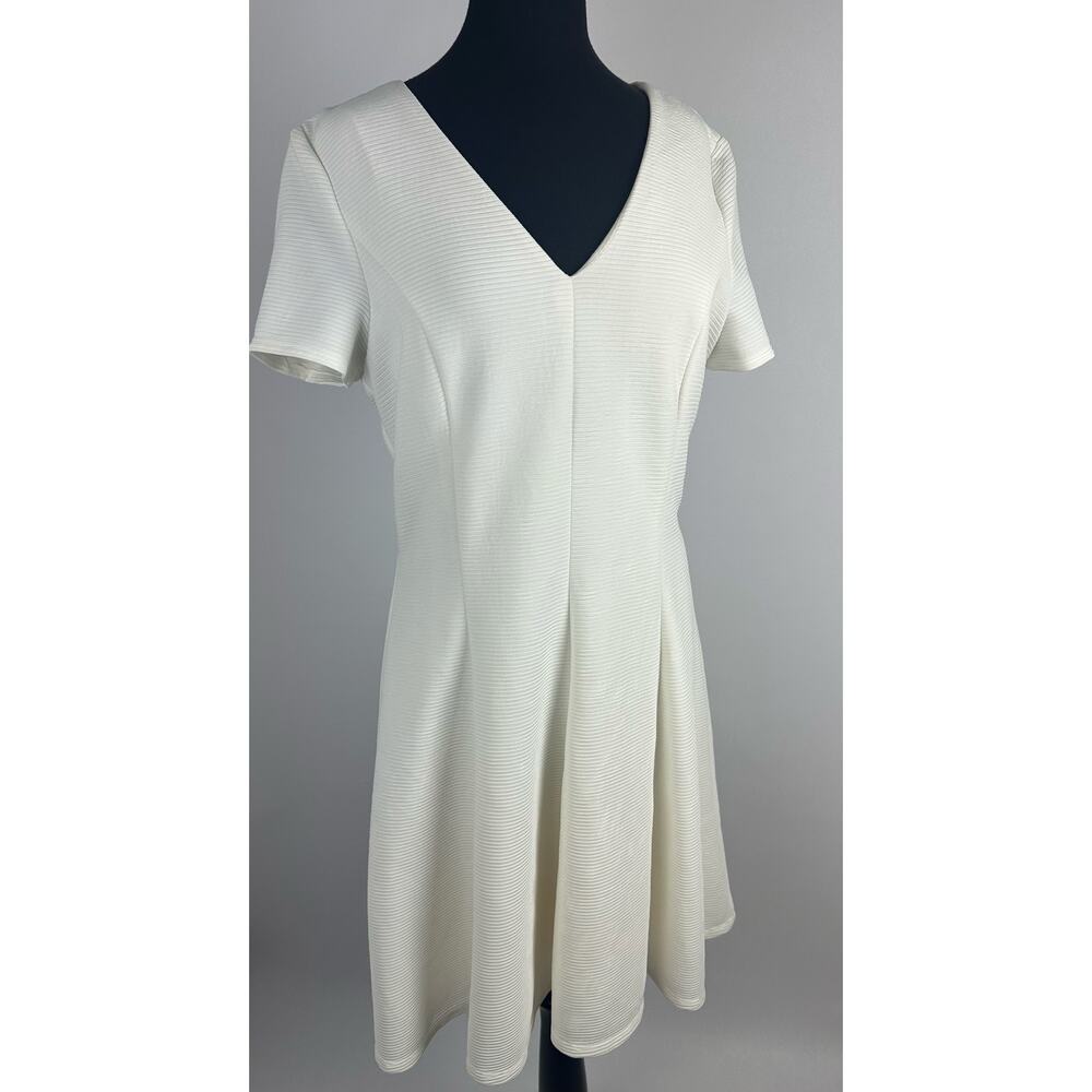 Hutch Anthropologie White Ribbed Fit & Flare Dress XL Clean Girl Minimalist